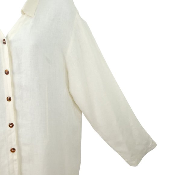 Kiko Comfortable Clothing Linen Button Front Shirt Womens Size M/L Side Vent - Picture 7 of 12